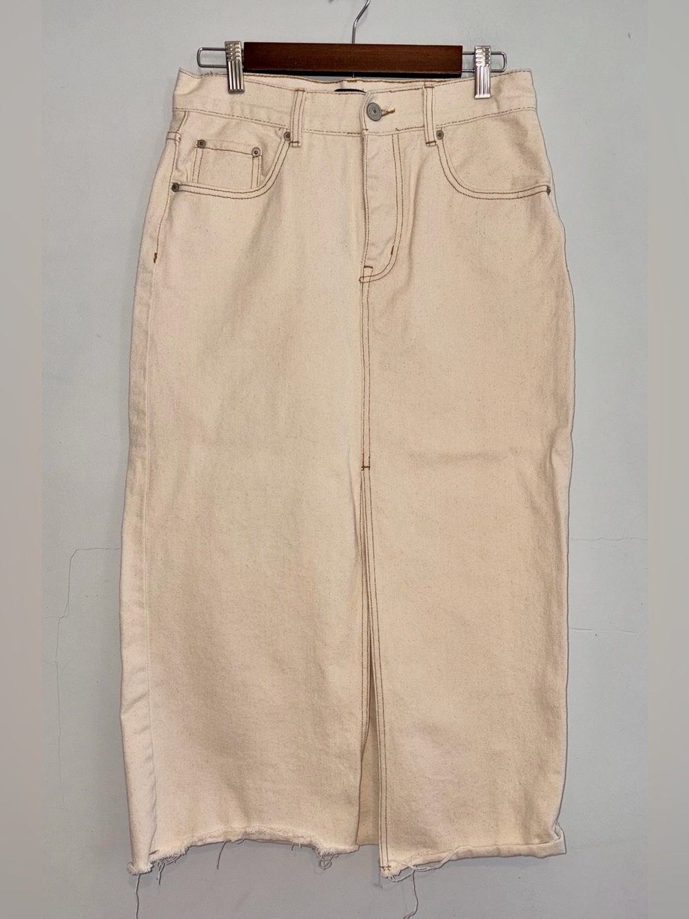 Steve Madden Avani Denim Ivory Midi Skirt sz 10 - Picture 2 of 9